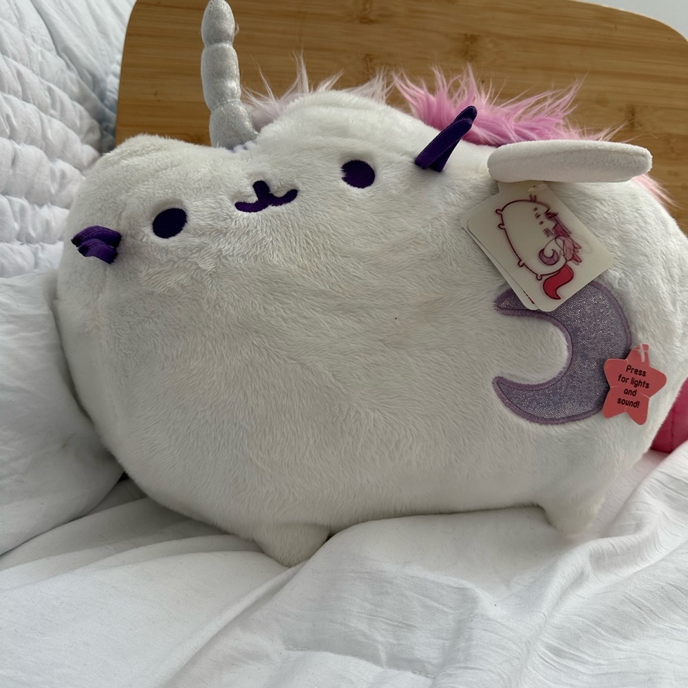 Cute White Unicorn Plush with Pink Mane
